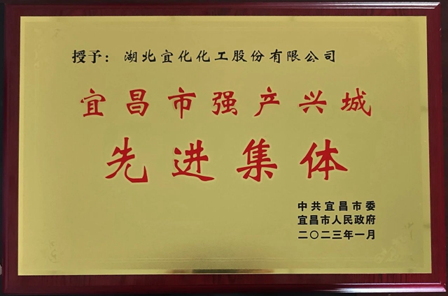 祝賀！股份公司榮獲宜昌市“強產興城”先進集體稱號
